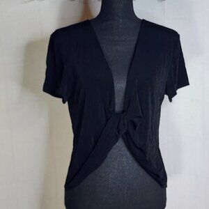 Chico's Travelers Black Acetate Span Stretch Center Knot SS Top Chico Sz 3 US XL